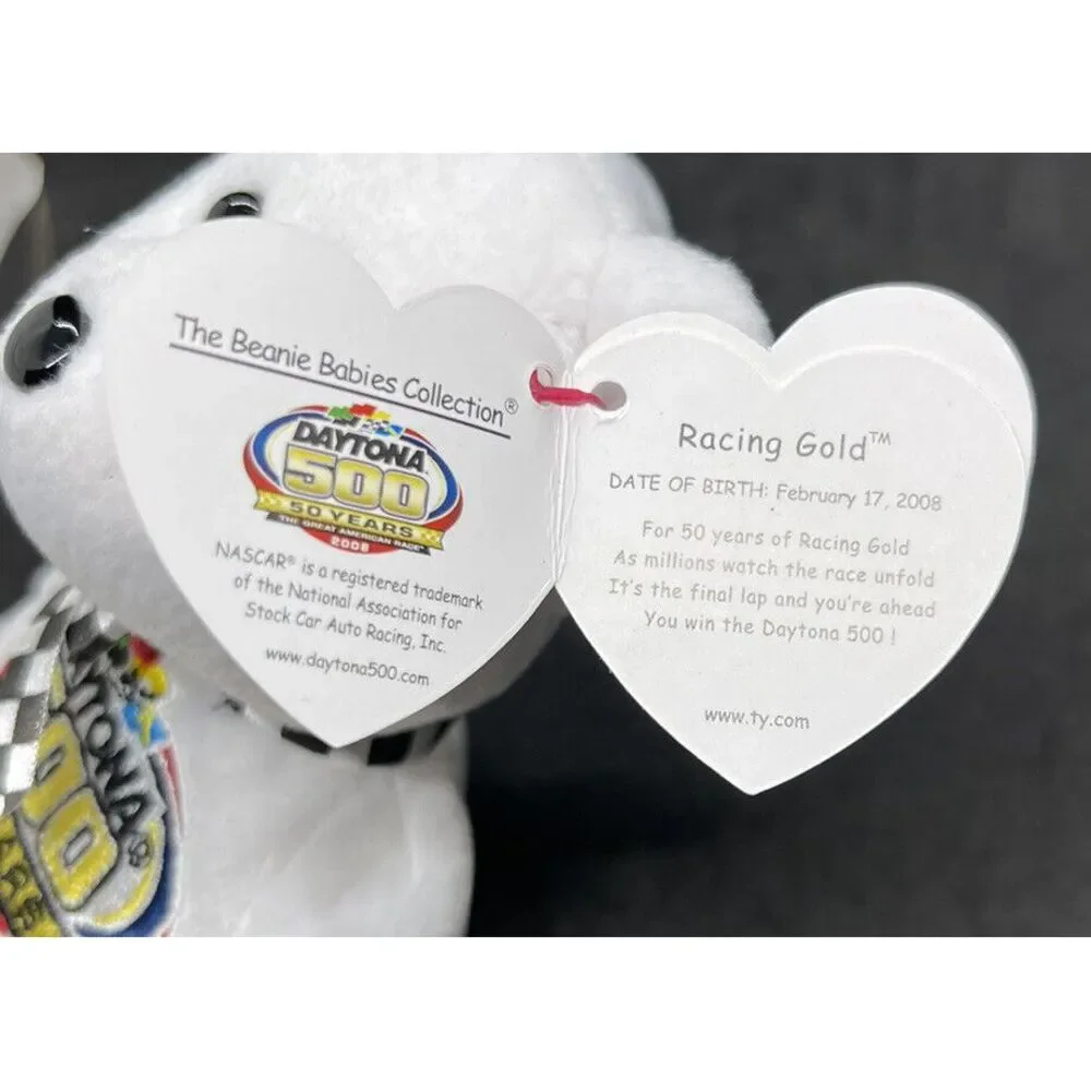NASCAR Daytona 500 Celebrating 50 Years 2008 White TY Beanie‎ Baby NWMT